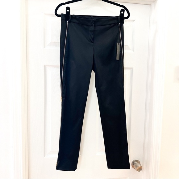 Versace Pants - NWT Versace Black Satin Side Gold Zipper Detail 2009 Runway Ankle Pants sz 38